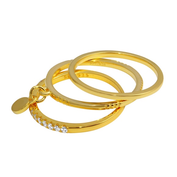 Stackable With Hanging Disc Ring band 3pc set - Picture 2 of 2